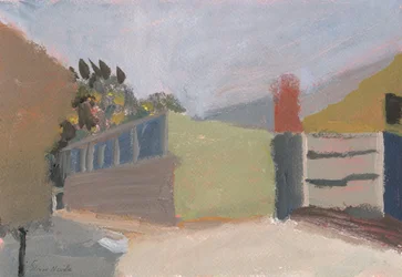 Elektromos alállomás és régi épületek 1. sz., 2023 (akril, papír)