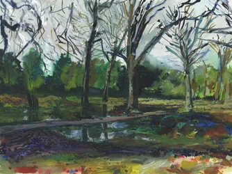 Árvíz, Richmond Park (akvarell, gouache, akvarellceruza és tinta, papír)