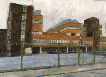 Telefonközpont 1. számú épülete, 2024 (akril, papír)