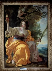 Szeretet allegorikus alakja (korábban a Hit)” Simon Vouet (1590-1649) festménye, XVII. század Mérete 1,9x1,3 m.