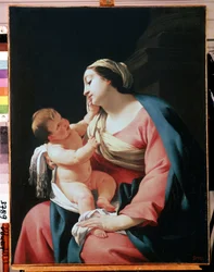 A Szűz és a Gyermek (Szűz és Gyermek). Simon Vouet (1590-1649) festménye. Olaj, vászon, 99,1 x 76,5 cm, 17. század eleje. Francia iskola, barokk művészet. Ermitázs Múzeum, Szentpétervár.
