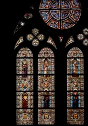 Az evangélisták felső szimbólumainál, alatta a San Ludovico di Tolosa (Anjou-i Lajos vagy Toulouse-i Szent Lajos)