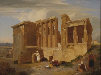 Az Erechtheum, Athén, alakokkal az előtérben