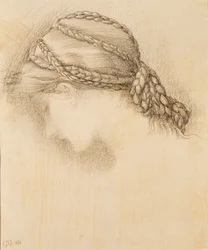 Női fej, részlet egy vázlatfüzetből, 1886.