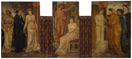 Cupido és Psyche – Palotai zöld falfestmények – Psyche nővérei meglátogatják Ámor házában, 1881.