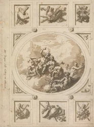 Mennyezettervezés Addiscombe-ban: Bacchus és Ariadne