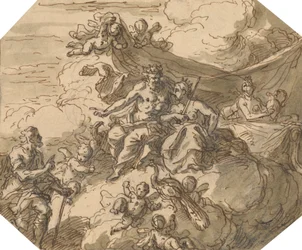 Tervezés mitológiai jelenethez, Jupiterrel és Junóval