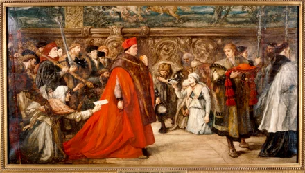 Wolsey bíboros, Anglia kancellárja a Westminster Hall felé vezető útról, 1887