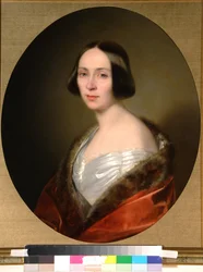 Lujza Trofimovna Golicina grófnő portréja (1810-1887), ne. Baranova - Kozina Sándor (1808-1873) festménye, olaj, vászon (68x55 cm), 1840 eleje - Lujza Trofimovna Golicina grófnő portréja, Kozina Oil, Kozina vászon 1840-es évek eleje) S