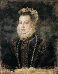 Franciaországi Erzsébet (Valois Izabella, Isabel de la Paz) - Valois Erzsébet (1545-1568), Spanyolország királynője - Sofonisba Anguissola (kb. 1532-1625). kb. 1599. Méretek: 68 x 54 cm. Kunsthistorisches Museum, Bécs