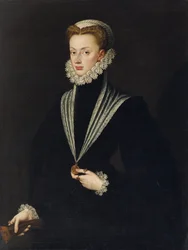 Ausztriai Joanna (Jeanne de Habsbourg) – Anguissola, Sofonisba (kb. 1532-1625) osztrák Joanna (1547-1578) portréja. Olaj, vászon, méret: 106x81, , Magángyűjtemény