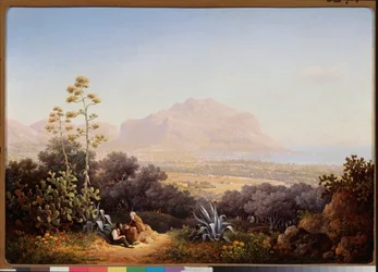 Palermo látképe (Szicília, Olaszország) (Palermo látképe) - Sokrat Maximovich Vorobyev (Vorobiev) festménye (1817-1888), olaj, vászon