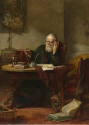 Részlet: John Milton meglátogatta Galileo Galileót, amikor az inkvizíció foglya volt Hart mellett, Solomon Alexander (1806-1881)
