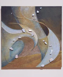 Az angyalok, 2007 (panel, plexi, textil, ólom, drót, aranyozás, pigment, acél)
