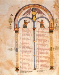 Az Ó- és Újszövetség könyveinek tárgymutatója, Szent Izidor vizigót-mozarab Bibliájából, fol.398v., A.D. 960 (tempera on vellum)