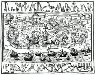 Lisszabon látképe a Spanyolország nagysága és emlékezetes dolgai könyvéből, Pedro Medina, 1548