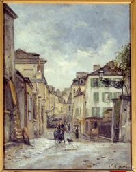 A rue du Vieux Montmartre Párizsban Stanislas Lepine festménye (1835-1892) 19. századi Caen, Musee des Beaux Arts