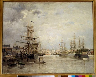 A caeni kikötő Stanislas Lepine (1835-1892) festménye 1859 V. 0,72x0,91 m Párizs, Orsay Múzeum