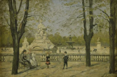 Place de la Concorde, kilátás a Tuileriák teraszáról, 1880 körül (olaj, fa)