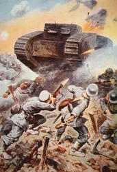 Brit tank harcban németek ellen a nyugati fronton az első világháborúban