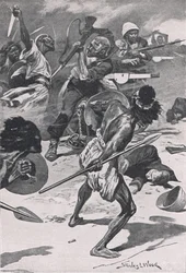 Az Abu-Klea-i csata, 1885. január 17., illusztráció a brit szárazföldi és tengeri csatákból, 1915