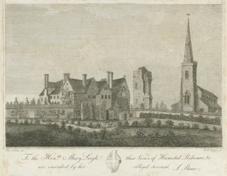 Hamstall Ridware – Templom és kastély: metszet, nd [1762-1802]
