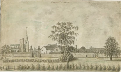 Hamstall Ridware – Templom és kastély: vízfestmény, nd [1762-1802]