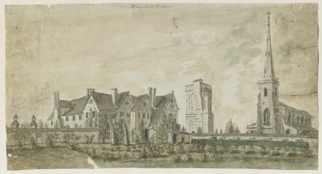 Hamstall Ridware – Templom és kastély: vízfestmény, nd [1762-1802]