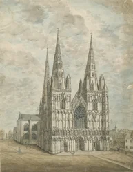 Lichfield katedrális – Nyugati front: akvarell festmény, nd [1762-1802]