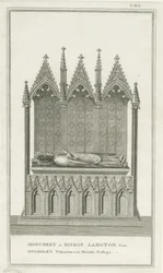 Lichfield katedrális – Langton püspök emlékműve: metszet, nd [1762-1798] (nyomtatás)