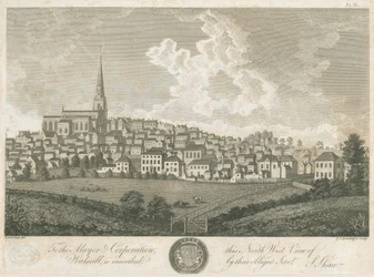 Walsall Town – északnyugati nézet: metszet, nd [c 1798]
