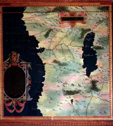 Nyugat-Afrika (Kongó és Angola) A térképet Stefano Bonsignori (? -1589) olasz kozmográfus és festő készítette. 1581 körül. Firenze, Palazzo Vecchio, Sala del Mappamondo