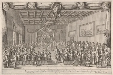 A Piacevolik lakomája, felül középen a Medici-címer