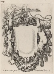 Cartouche csecsemő szatírokkal