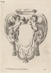 Cartouche kosokkal és csecsemő szatírokkal, 1647.