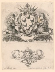 Toszkána nagyhercegének címere: Ornament with a Lion Mask, No. 6 from "Collection of different capriccii et nine találmány of folders and ornaments"