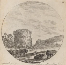 Táj antik romokkal, 1646.