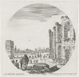 Táj a Colosseummal és a Konstantin diadalívével Tájak és romok Rómában (sorozat címe) Paysages et ruines de Rome (sorozat címe)