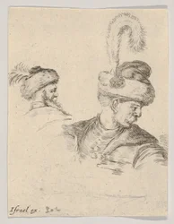 11. tábla: egy lengyel mellszobor profilban, jobbra fordítva, egy másik lengyel fej a... felől nézve, kb. 1649.