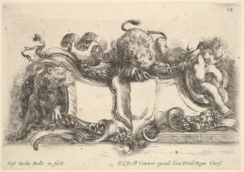 18. tábla: egy karton üres címerrel, két oroszlánnal, egy balra és egy cen..., 1646.
