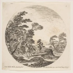 3. tábla: szélvihar az erdőben, két lovas köpenyébe burkolózva, fúj a szél..., kb. 1646.