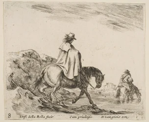 8. tábla: egy lovas ereszkedik le a folyóparton, egy másik lovas a folyóban jobbra, ...-tól kb. 1644-47.