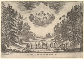 Második jelenet Diana erdejében, Az istenek házassága Le nozze degli Dei, 1637-ből.