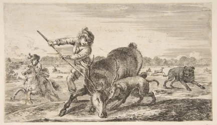 Szarvasbika, az Állatvadászatból Vadászatok különböző állatokra, kb. 1654.