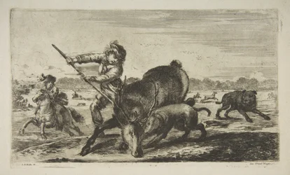 Szarvasbika, az Állatvadászatból Vadászatok különböző állatokra, kb. 1654.