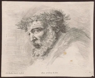 Babérkoszorús, szakállas öregember fejének tanulmánya, profilból, balra fordulva, a Principii del disegno sorozatból