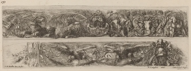 Két díszszalag láncolt leopárdokkal és sasokkal, valószínűleg 1648-ból.