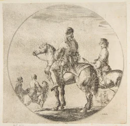 Két lengyel lovas lovaikkal balra fordulva, a Figurák lóháton Cavaliból..., kb. 1651.