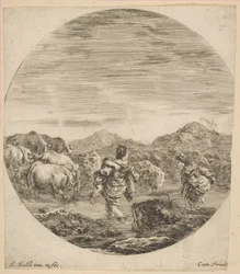 Két nő átkel a patakon, kb. 1646.