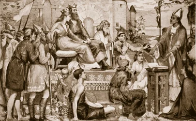 Szent Ágoston prédikál a szászoknak, 597, illusztráció a „Hutchinson